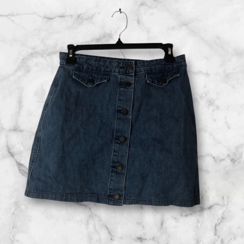 Old Navy Blue Buttons Front Mini A-line Skirt Casual Size 8